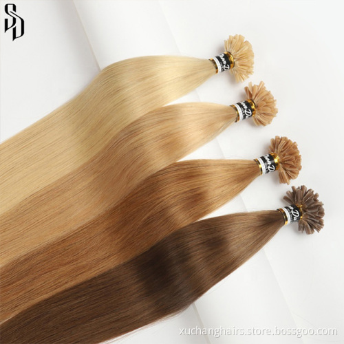 cuticle aligned virgin keratin hair extensions u tip invisible Wholesale remy hauman hair extensions vendors straight u tip hair